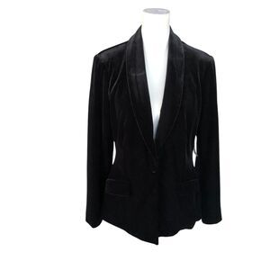 INC Women's NWT Shawl Collar Single Button Velvet‎ Whimsigoth Blazer Jacket PM